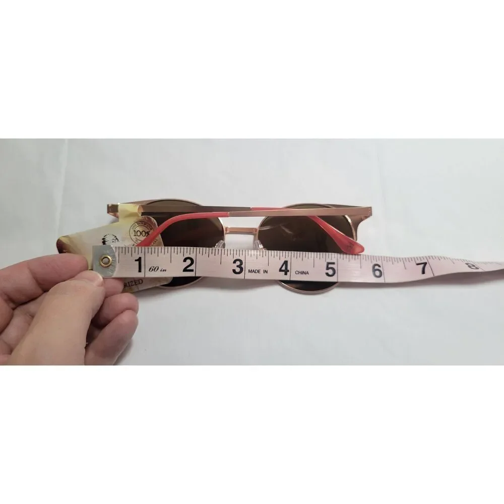 Panama Jack Polarized Mirrored Rose Gold Aviator Cat Eye Sunglasses New 100% Uv